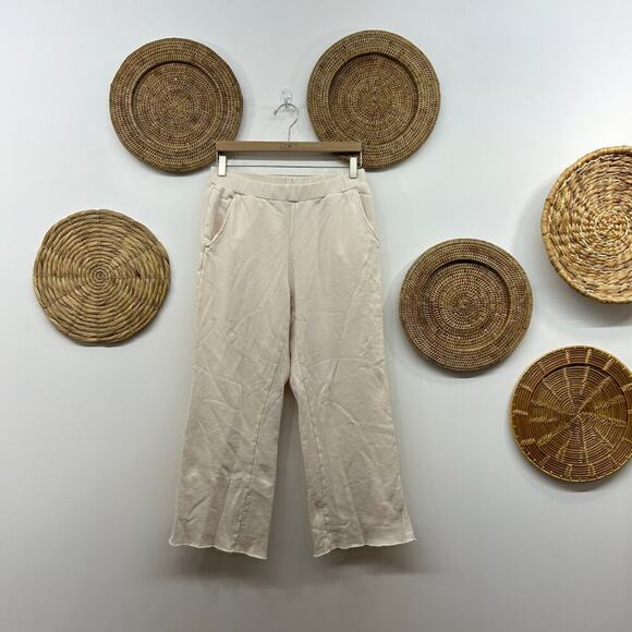 Something Navy Neutral Cream Straight Leg Cotton Sweats Sweat Pants Medium - Picture 1 of 5